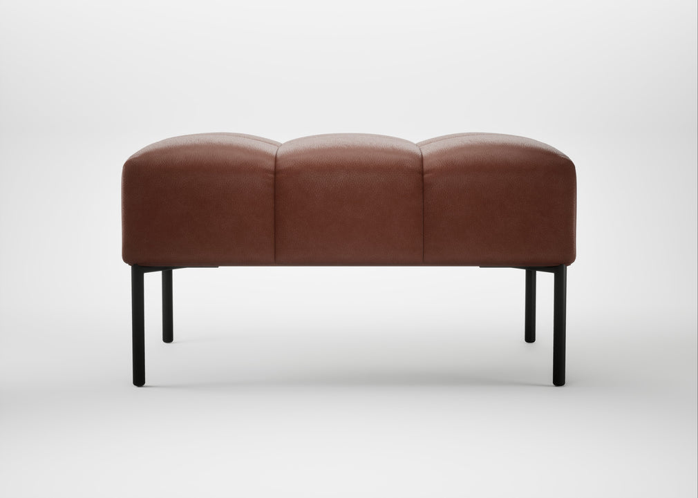 Quadro Ottoman Leather Grain Dark Brown 068 / Black