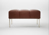 Quadro Ottoman Leather Grain Dark Brown 068 / Stainless Steel