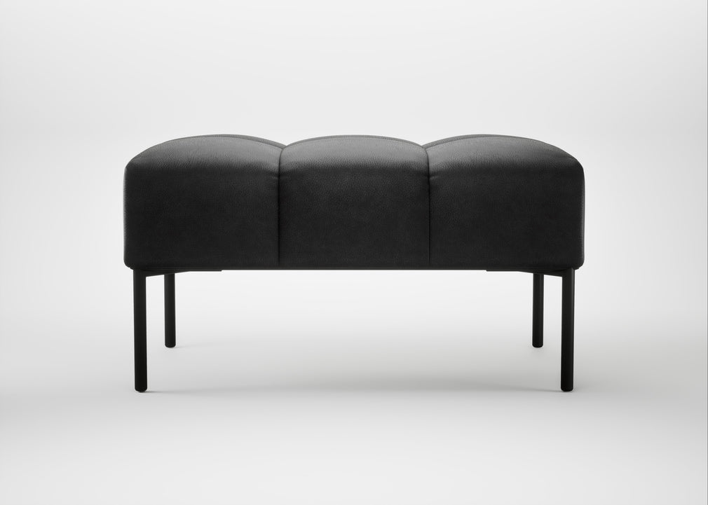 Quadro Ottoman Leather Grain Graphite 063 / Black