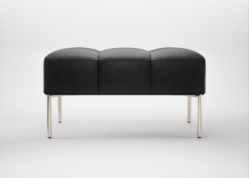Quadro Ottoman Leather Grain Graphite 063 / Stainless Steel