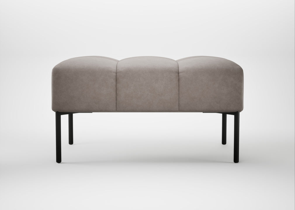 Quadro Ottoman Leather Grain Light Grey 060 / Black