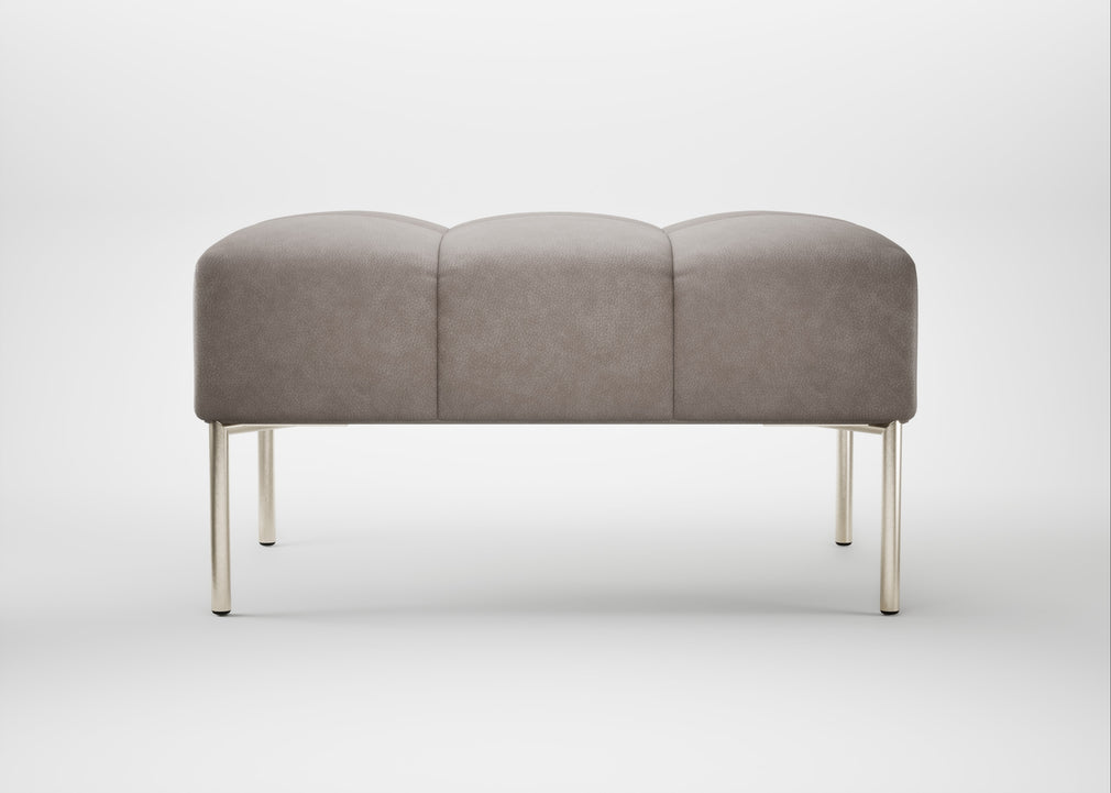 Quadro Ottoman Leather Grain Light Grey 060 / Stainless Steel