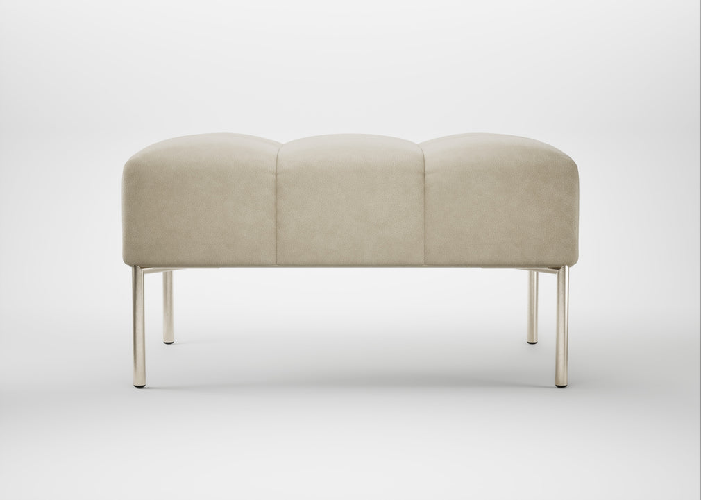 Quadro Ottoman Leather Grain Storm 006 / Stainless Steel