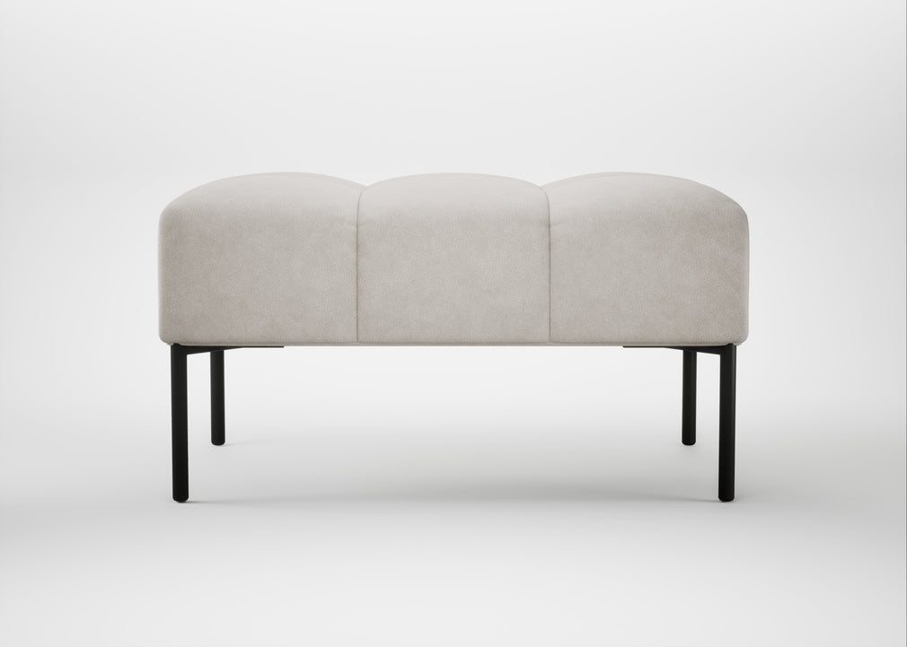 Quadro Ottoman Leather Grain White 000 / Black