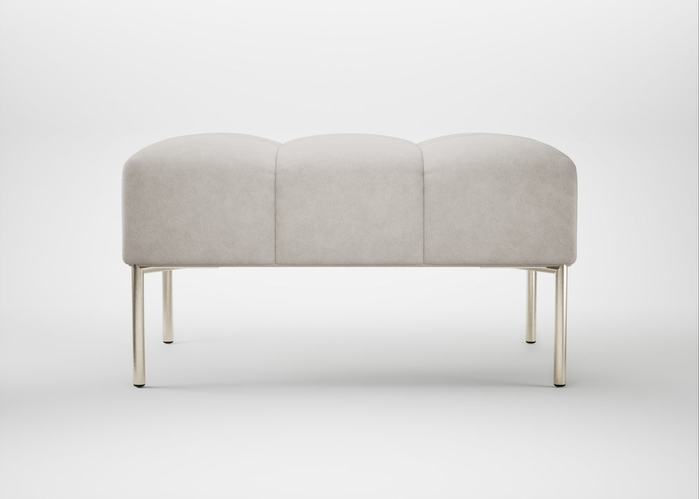 Quadro Ottoman Leather Grain White 000 / Stainless Steel