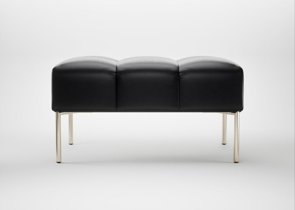 Quadro Ottoman Leather Stonewash Black 263 / Stainless Steel