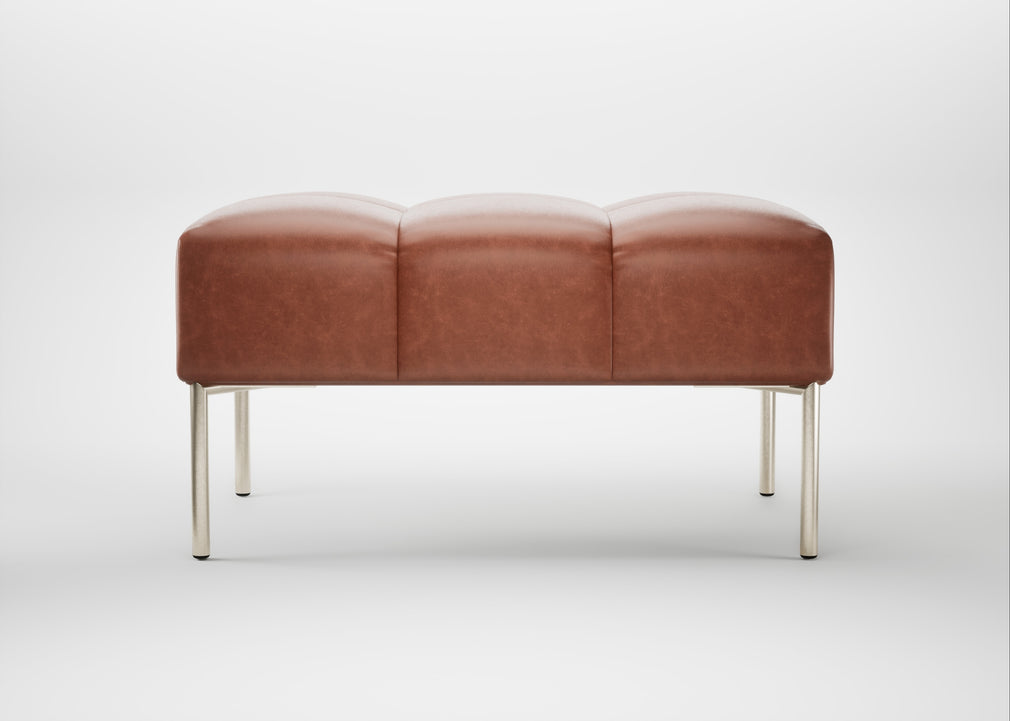 Quadro Ottoman Leather Stonewash Light Brown 274 / Stainless Steel