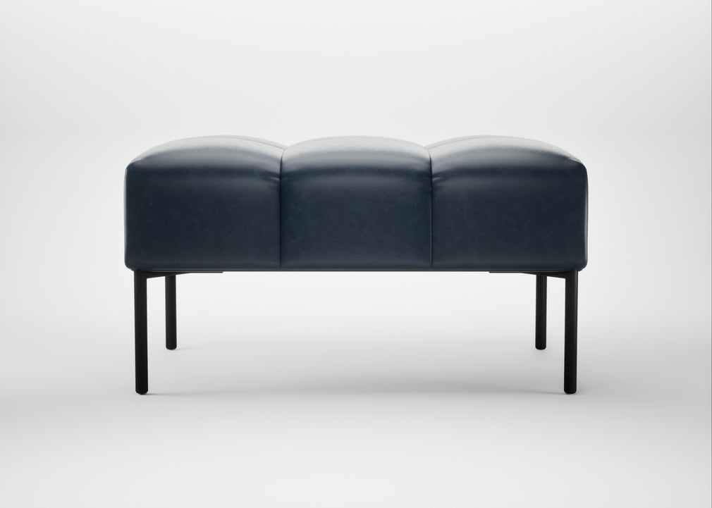 Quadro Ottoman Leather Stonewash Navy Blue 279 / Black