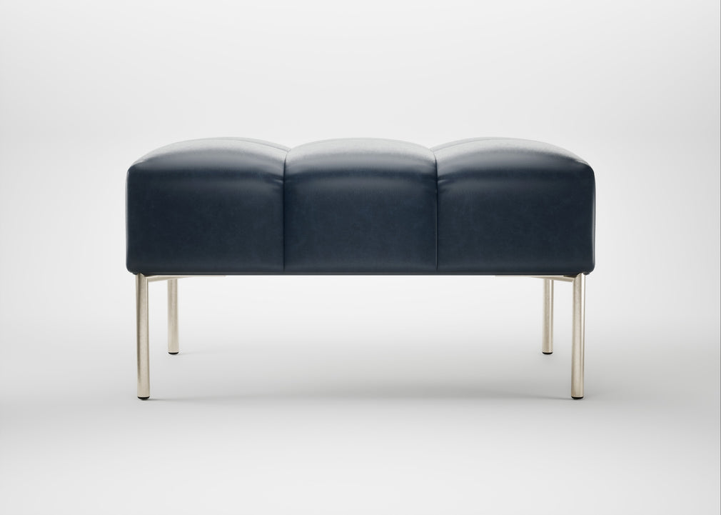 Quadro Ottoman Leather Stonewash Navy Blue 279 / Stainless Steel