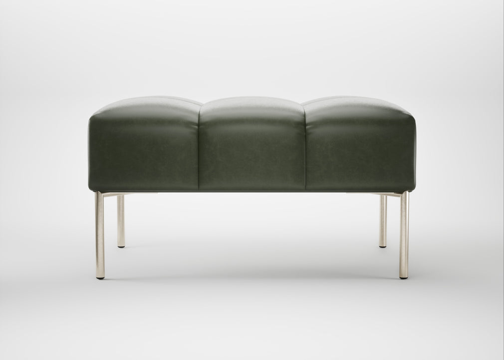 Quadro Ottoman Leather Stonewash Vintage Green 278 / Stainless Steel
