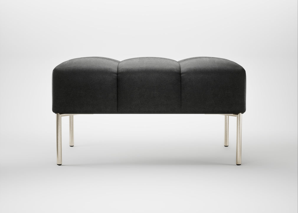 Quadro Ottoman Linea Leather Black 622 / Stainless Steel