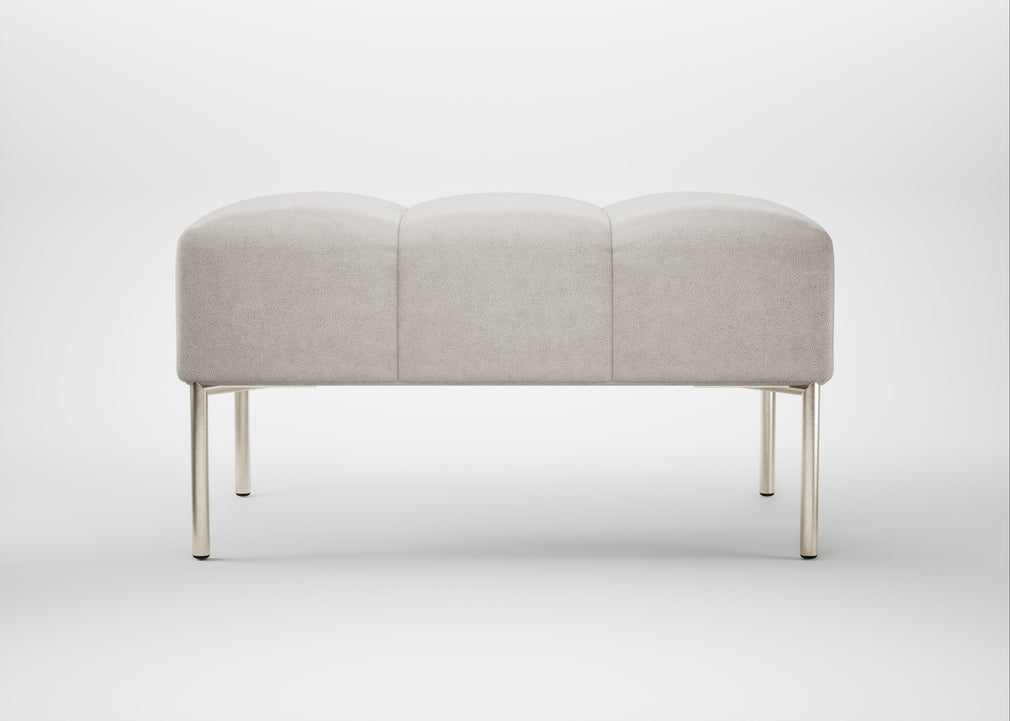 Quadro Ottoman Linea Leather White 634 / Stainless Steel