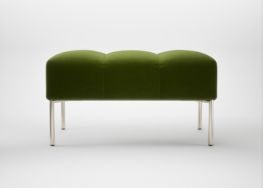 Quadro Ottoman Nobilis Velvet Leaf / Stainless Steel