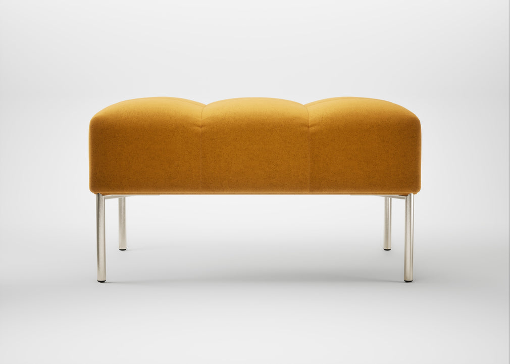 Quadro Ottoman Nobilis Velvet Mustard / Stainless Steel