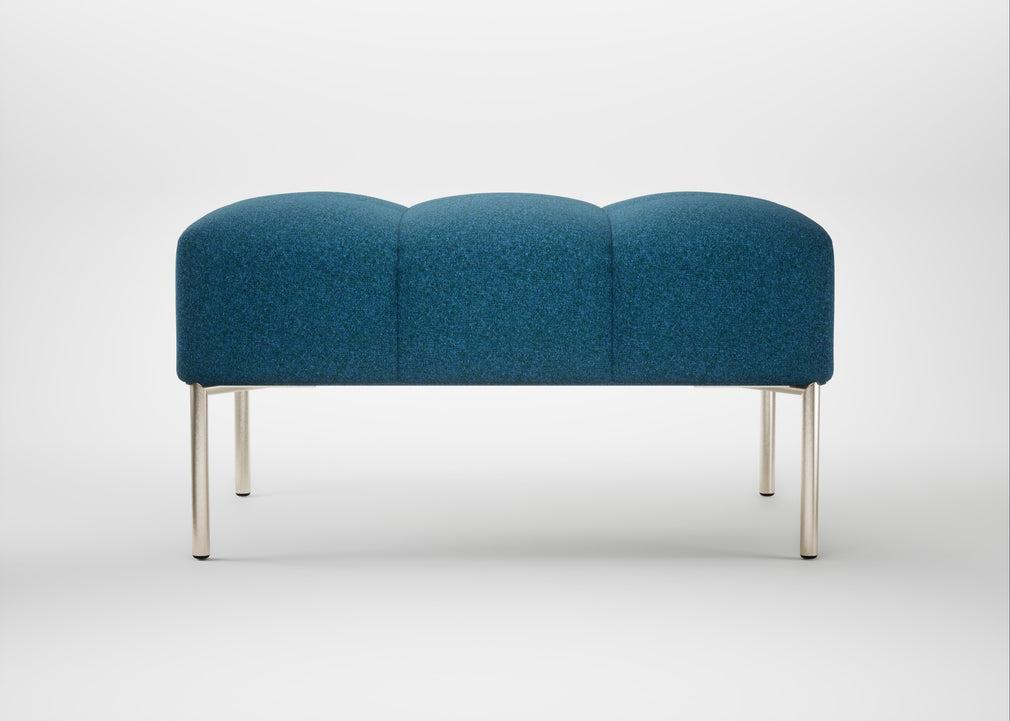 Quadro Ottoman St Moritz Wool Blue / Stainless Steel