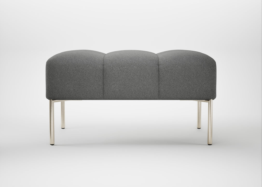 Quadro Ottoman St Moritz Wool Light Grey / Stainless Steel