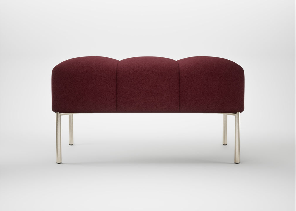 Quadro Ottoman St Moritz Wool Red / Stainless Steel