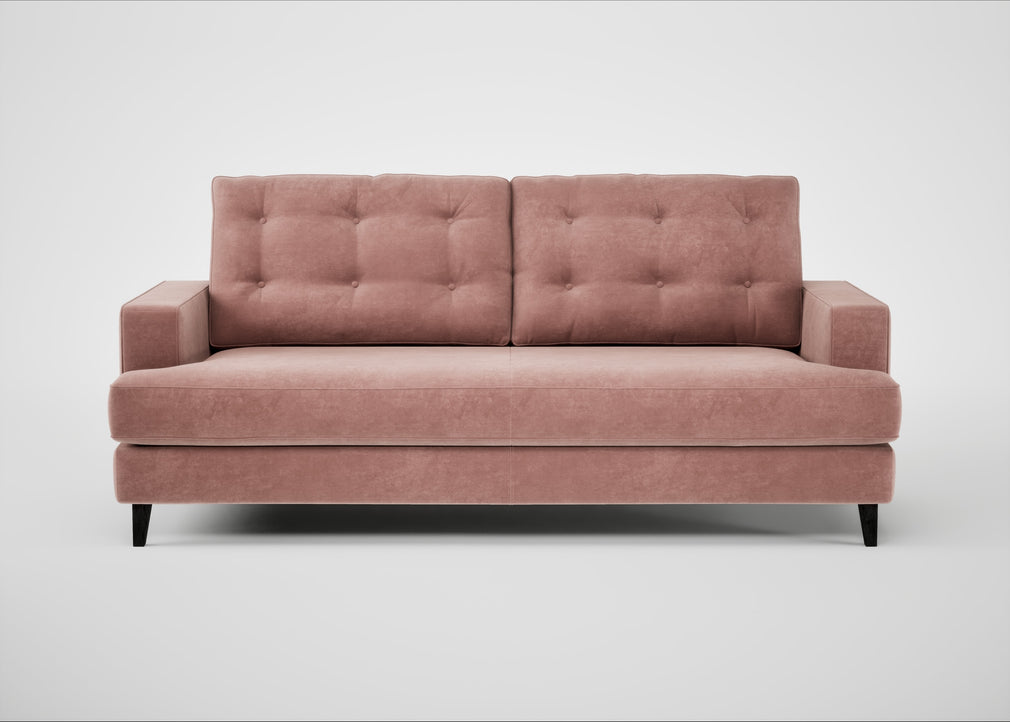Mistral 3 Seater Sofa Smart Luxe Velvet Dusky Pink / Black