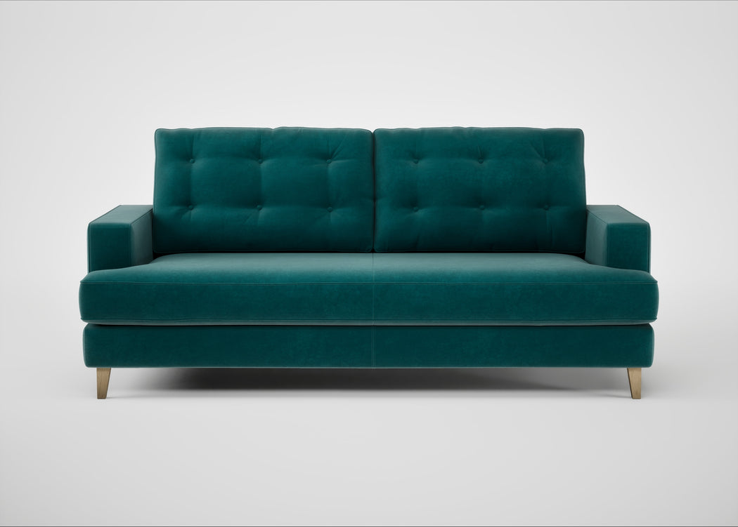 Mistral 3 Seater Sofa Smart Luxe Velvet Ocean Green / Natural
