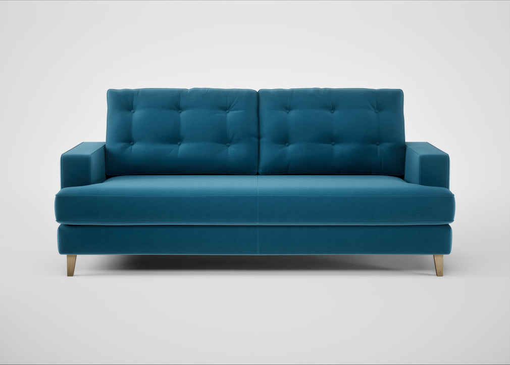 Mistral 3 Seater Sofa Smart Velvet Ocean Blue / Natural
