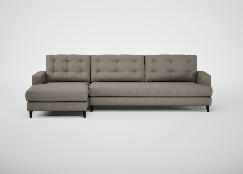 Mistral Left Hand Facing Corner Sofa Broad Weave Pebble / Black