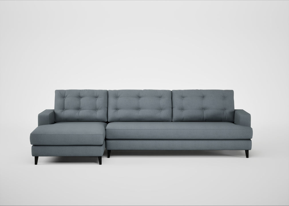Mistral Left Hand Facing Corner Sofa Capelo Linen-Cotton Mineral / Black