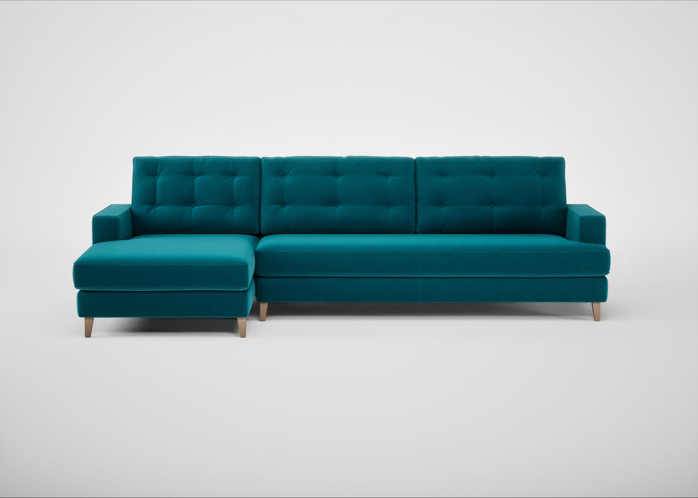 Mistral Left Hand Facing Corner Sofa Cotton Velvet Teal / Natural