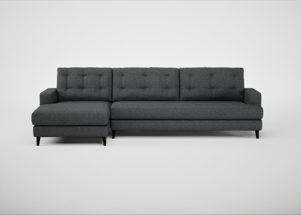 Mistral Left Hand Facing Corner Sofa Melton Wool Granite / Black