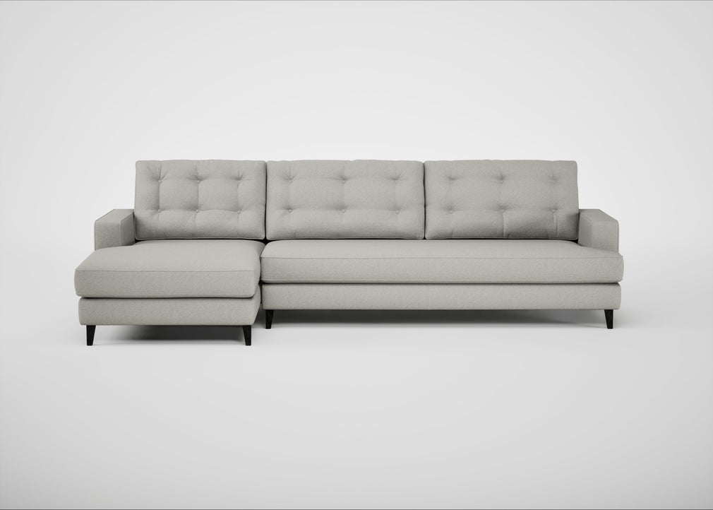 Mistral Left Hand Facing Corner Sofa Melton Wool Limestone / Black