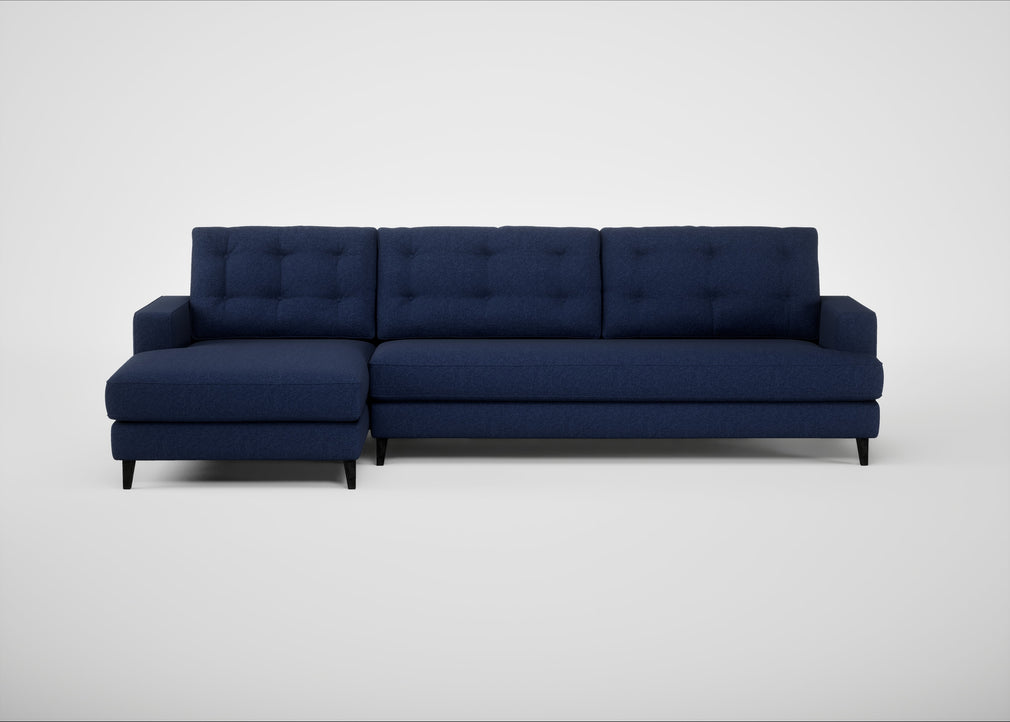 Mistral Left Hand Facing Corner Sofa Melton Wool New Navy / Black
