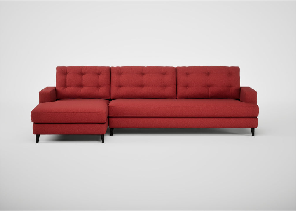 Mistral Left Hand Facing Corner Sofa Melton Wool Red Oxide / Black