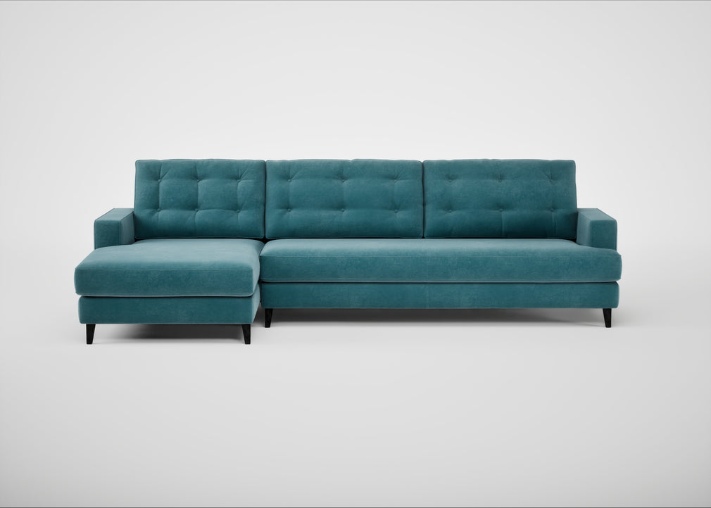 Mistral Left Hand Facing Corner Sofa Smart Luxe Velvet Airforce Blue / Black