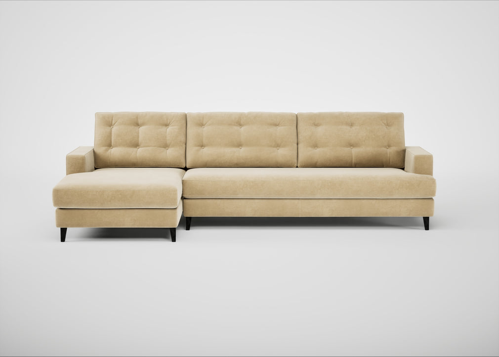 Mistral Left Hand Facing Corner Sofa Smart Luxe Velvet Biscuit / Black