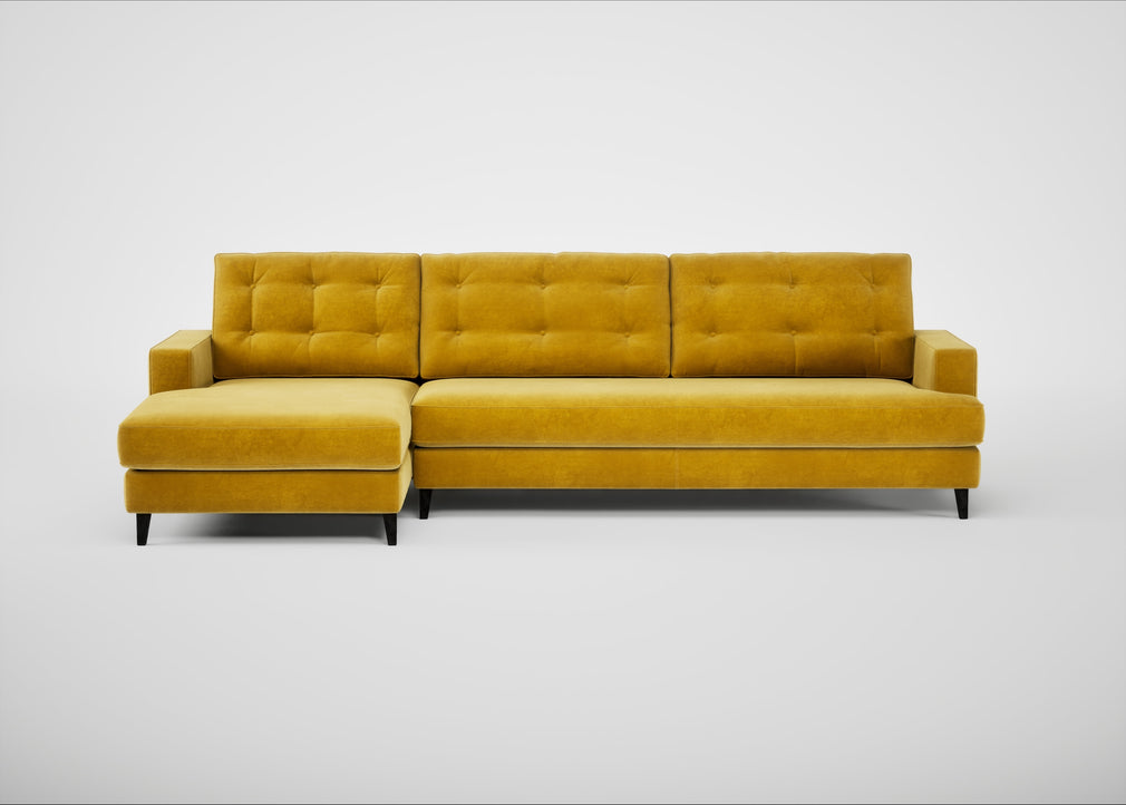 Mistral Left Hand Facing Corner Sofa Smart Luxe Velvet Canary / Black