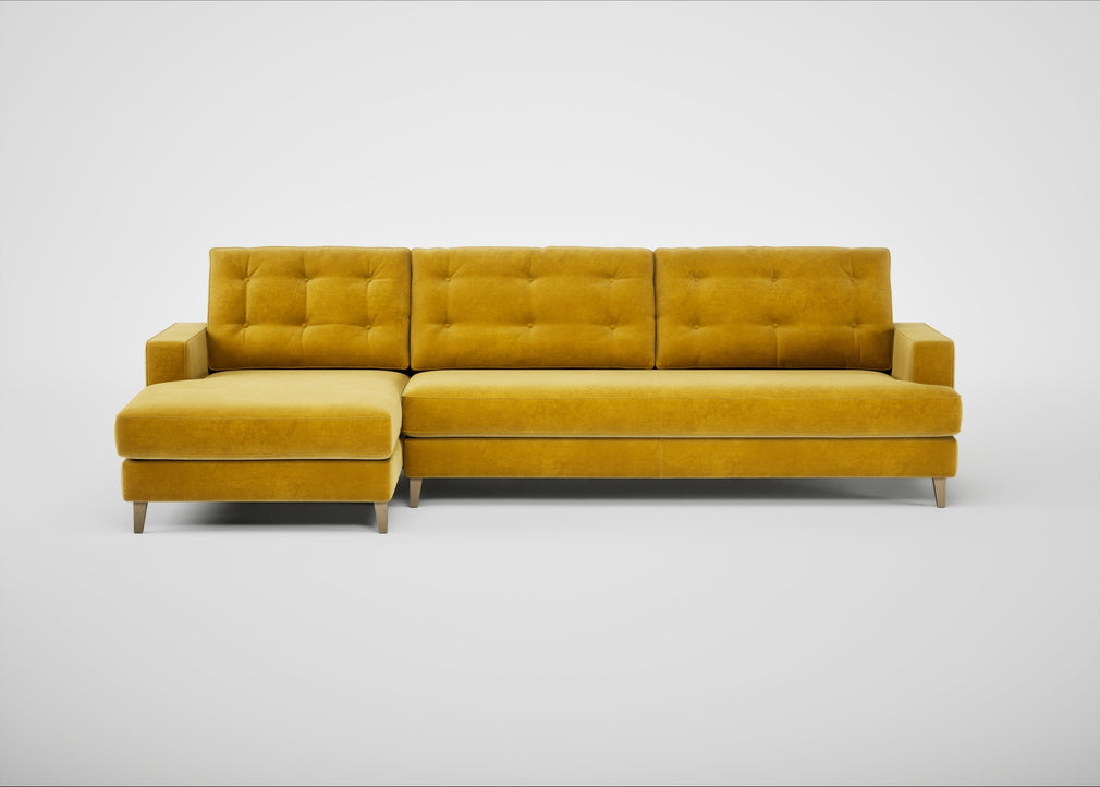 Mistral Left Hand Facing Corner Sofa Smart Luxe Velvet Canary / Natural