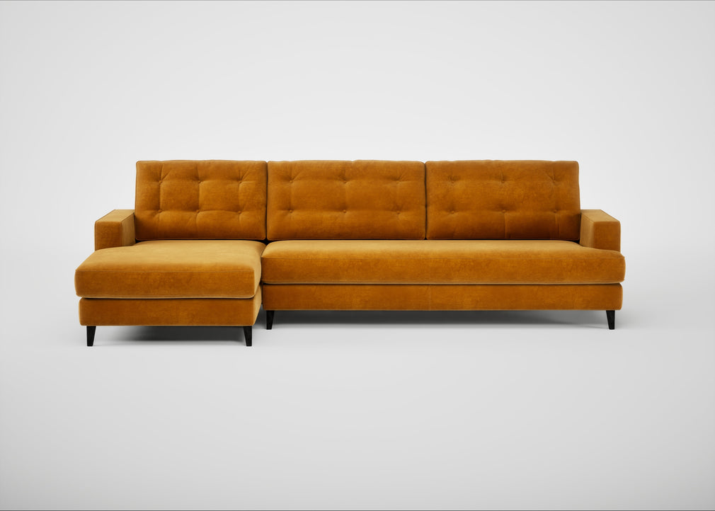 Mistral Left Hand Facing Corner Sofa Smart Luxe Velvet Cognac / Black