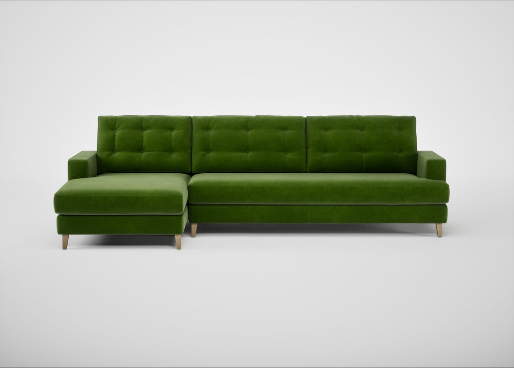 Mistral Left Hand Facing Corner Sofa Smart Luxe Velvet Grass / Natural