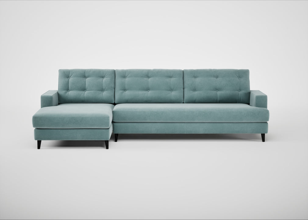 Mistral Left Hand Facing Corner Sofa Smart Luxe Velvet Mineral Blue / Black