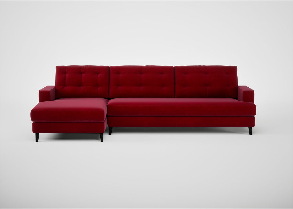 Mistral Left Hand Facing Corner Sofa Smart Luxe Velvet Mulberry / Black