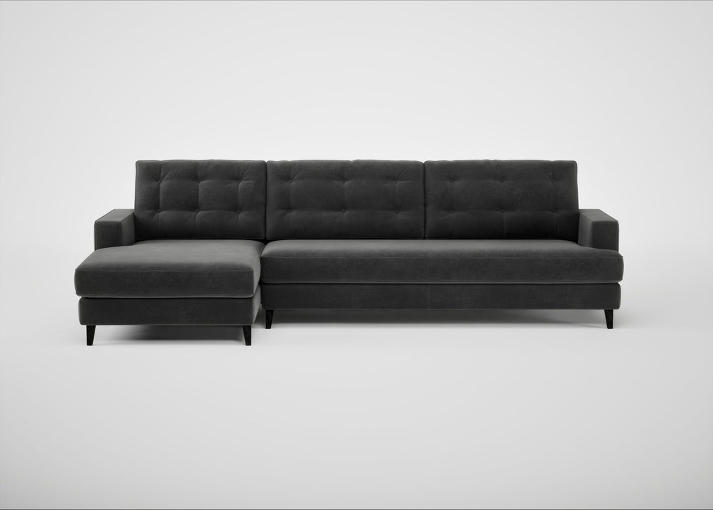 Mistral Left Hand Facing Corner Sofa Smart Luxe Velvet Nickel / Black
