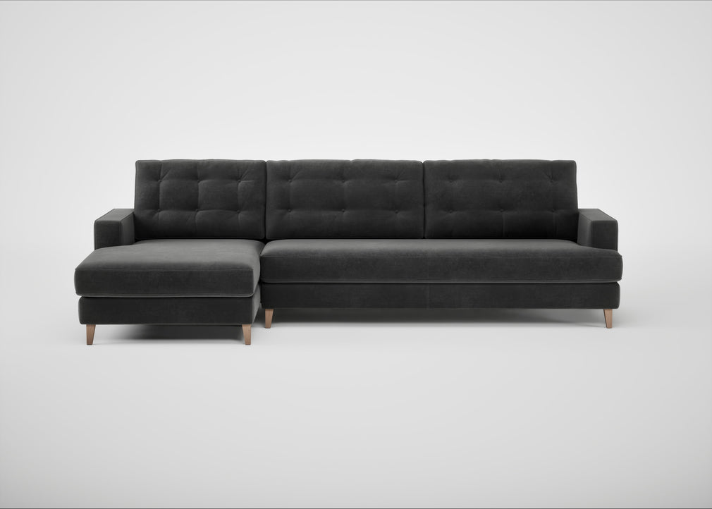 Mistral Left Hand Facing Corner Sofa Smart Luxe Velvet Nickel / Natural