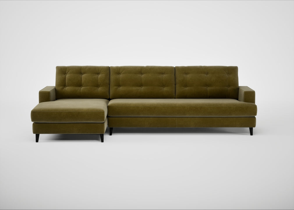 Mistral Left Hand Facing Corner Sofa Smart Luxe Velvet Peridot / Black