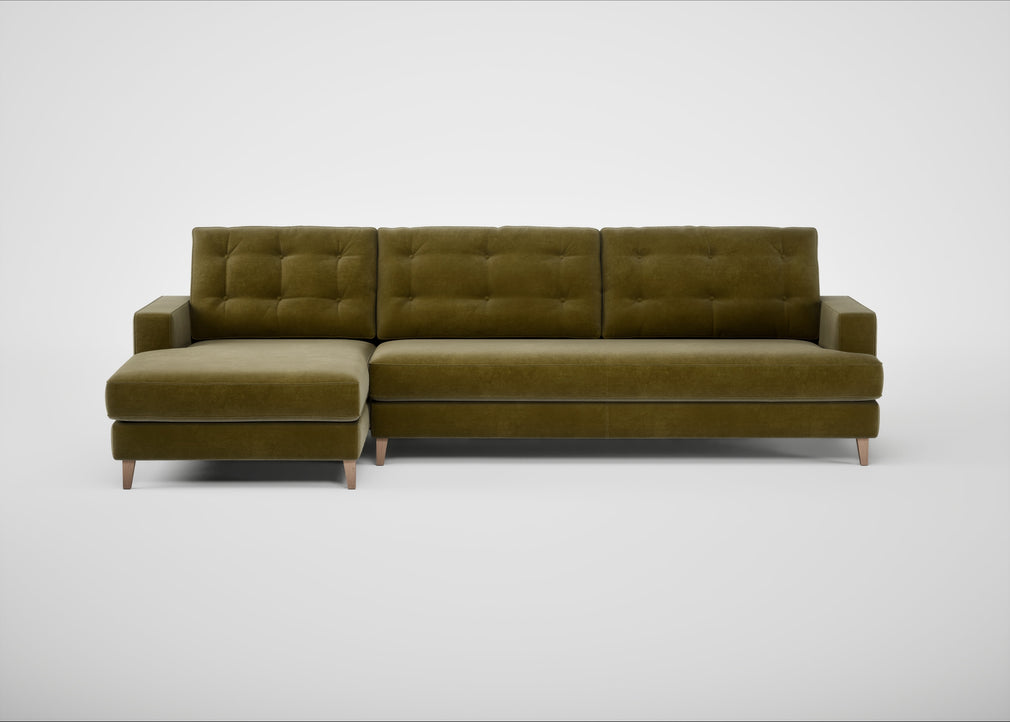 Mistral Left Hand Facing Corner Sofa Smart Luxe Velvet Peridot / Natural