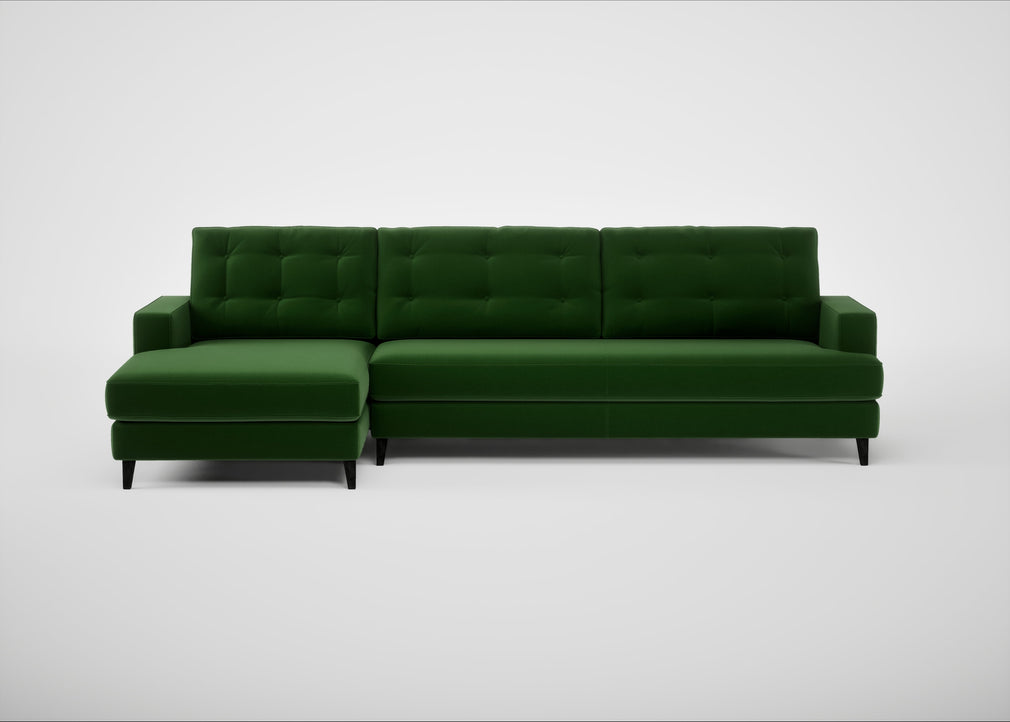 Mistral Left Hand Facing Corner Sofa Smart Velvet Forest / Black