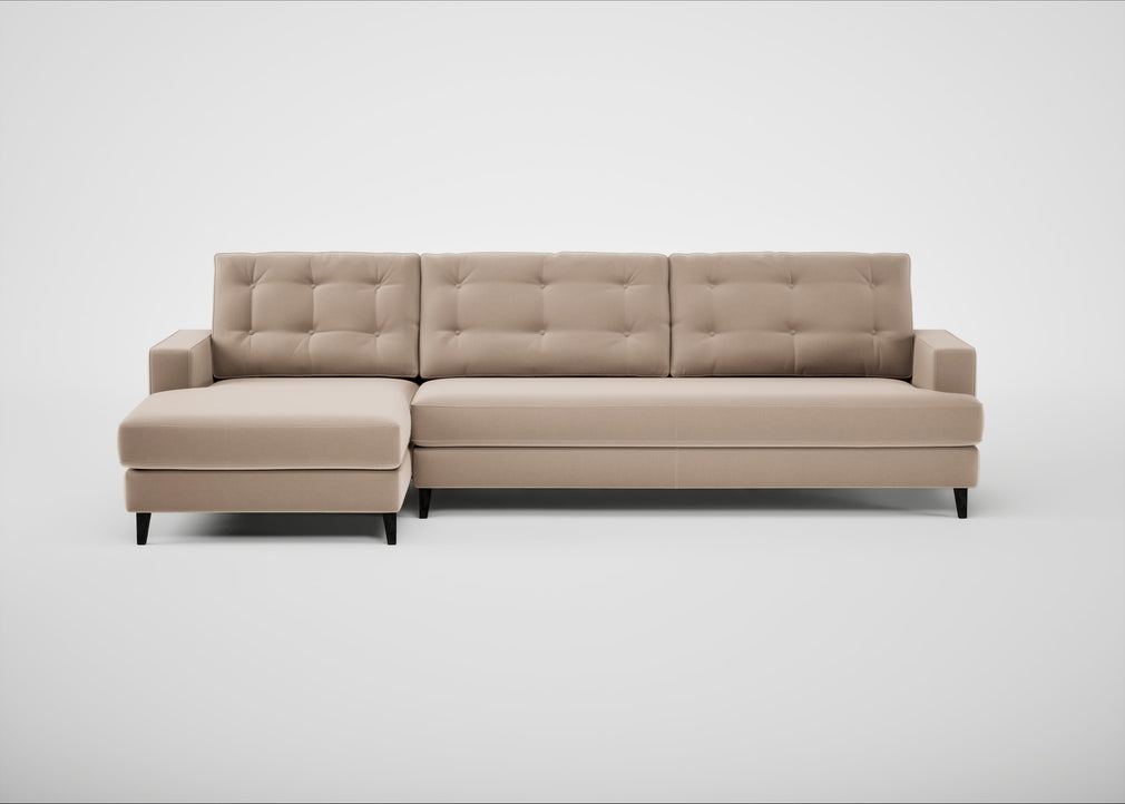 Mistral Left Hand Facing Corner Sofa Smart Velvet Pebble / Black