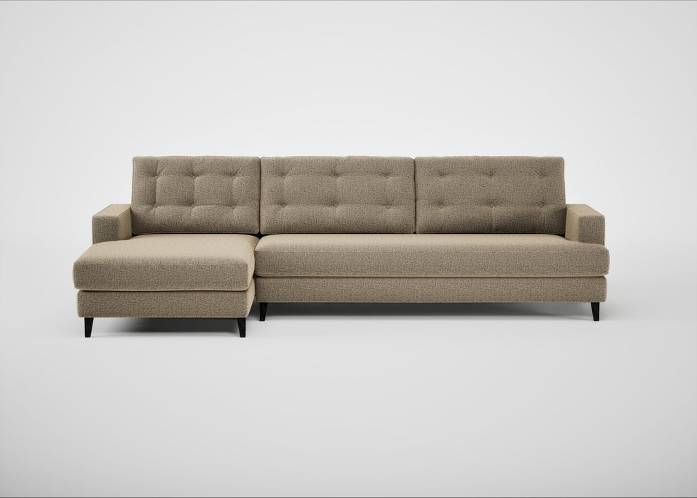 Mistral Left Hand Facing Corner Sofa Boucle Velvet Rocky / Black