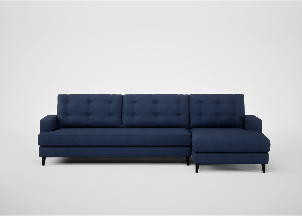 Mistral Right Hand Facing Corner Sofa Capelo Linen-Cotton Inkspot / Black