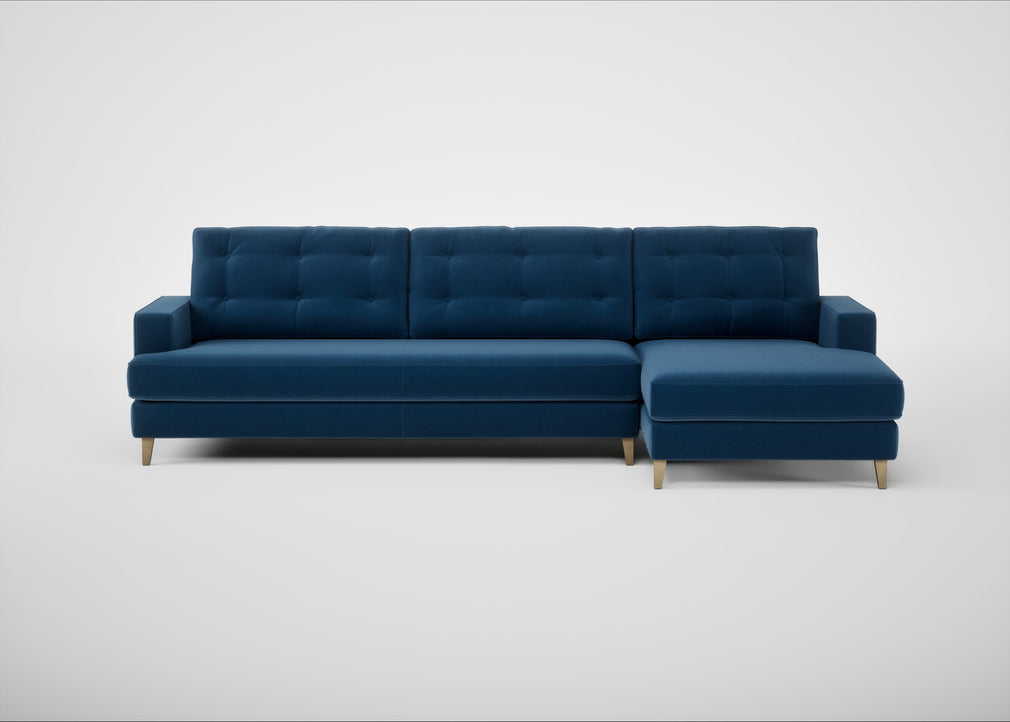 Mistral Right Hand Facing Corner Sofa Cotton Velvet Petrol / Natural
