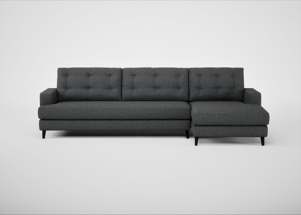 Mistral Right Hand Facing Corner Sofa Melton Wool Granite / Black