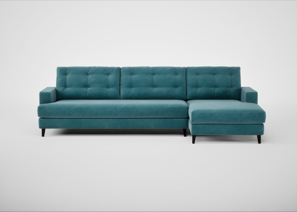 Mistral Right Hand Facing Corner Sofa Smart Luxe Velvet Airforce Blue / Black